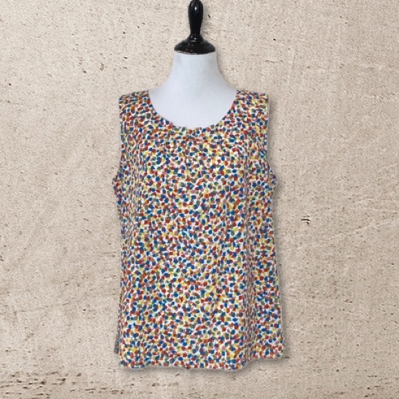 Talbots Rainbow Leaf Print Pleated Blouse Size Medium - Picture 5 of 9